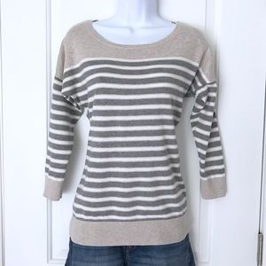 Banana Republic gray & white striped sweater EUC
